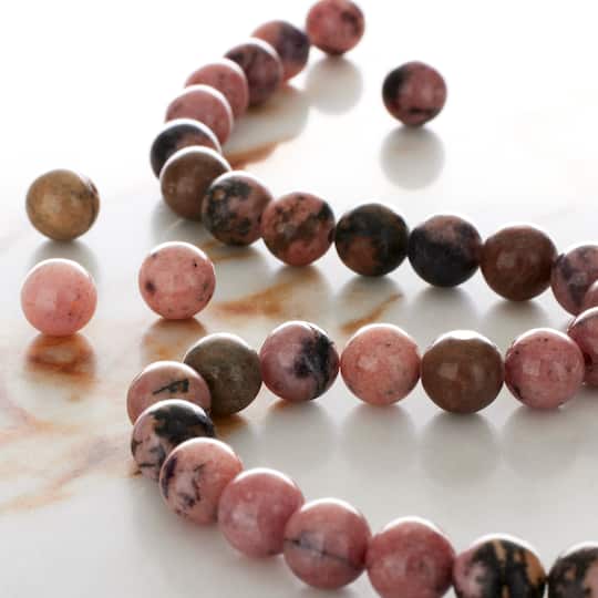 Brown & Black Rhodonite Round Beads by Bead Landing